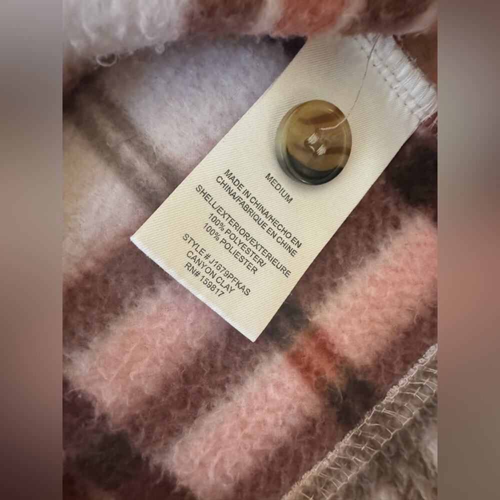 Altar’d State Button Down Cropped Fleece Comfy Jacket Pink White Women’s Medium - Picture 8 of 8